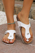 Vintage Faux Leather Buckle Strap Thong Slippers