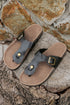 Vintage Faux Leather Buckle Strap Thong Slippers