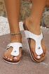 Vintage Faux Leather Buckle Strap Thong Slippers