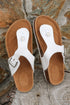 Vintage Faux Leather Buckle Strap Thong Slippers