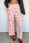 Vintage Floral All Over Print Wide Leg Denim Jeans