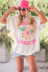 Vintage Floral Letter Print Cotton Blend Graphic Tee