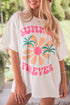 Vintage Floral Letter Print Cotton Blend Graphic Tee