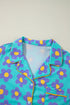 Vintage Floral Long Sleeve Collared Button Down Pajama Set