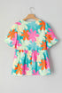 Vintage Floral Print Bubble Sleeve Peplum Blouse