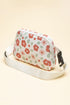 Vintage Floral Print Canvas Wide Strap Camera Crossbody Bag