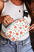 Vintage Floral Print Canvas Wide Strap Camera Crossbody Bag