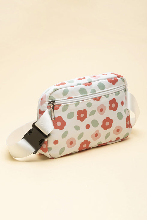 Vintage Floral Print Canvas Wide Strap Camera Crossbody Bag