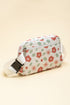 Vintage Floral Print Canvas Wide Strap Camera Crossbody Bag