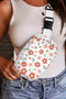 Vintage Floral Print Canvas Wide Strap Camera Crossbody Bag