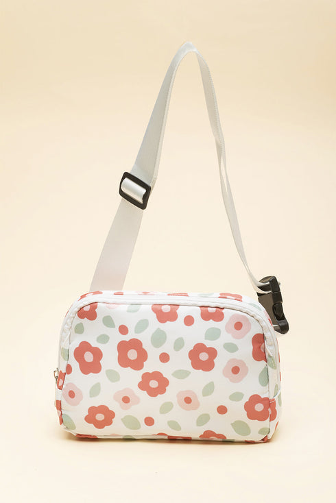 Vintage Floral Print Canvas Wide Strap Camera Crossbody Bag