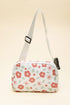 Vintage Floral Print Canvas Wide Strap Camera Crossbody Bag
