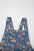 Vintage Floral Print Pleated Loose Denim Overall Jumpsuit
