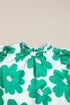 Vintage Floral Print Puff Sleeve Frill Neck Satin Blouse