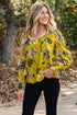 Vintage Floral Print Ruffle Trim Long Sleeve Blouse