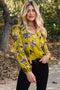 Vintage Floral Print Ruffle Trim Long Sleeve Blouse