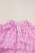 Vintage Floral Print Ruffled Split Neck Woven Blouse