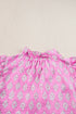 Vintage Floral Print Ruffled Split Neck Woven Blouse