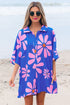 Vintage Floral Print Shirt Collar Button Front Loose Romper
