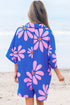 Vintage Floral Print Shirt Collar Button Front Loose Romper