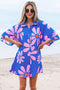 Vintage Floral Print Shirt Collar Button Front Loose Romper