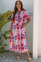 Vintage Floral Print Tie Front High Waist Maxi Dress
