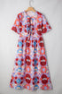 Vintage Floral Print Tie Front High Waist Maxi Dress