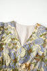 Vintage Floral Smocked V Neck Puff Sleeve Maxi Dress