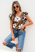 Vintage Floral Square Neck Ruffle Sleeve Textured Blouse