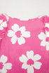 Vintage Floral Square Neck Ruffle Sleeve Textured Blouse