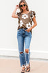 Vintage Floral Square Neck Ruffle Sleeve Textured Blouse