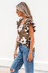Vintage Floral Square Neck Ruffle Sleeve Textured Blouse