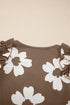 Vintage Floral Square Neck Ruffle Sleeve Textured Blouse