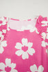 Vintage Floral Square Neck Ruffle Sleeve Textured Blouse