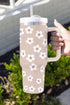 Vintage Floral Stainless Steel Travel Tumbler With Handle