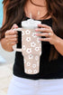 Vintage Floral Stainless Steel Travel Tumbler With Handle