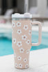 Vintage Floral Stainless Steel Travel Tumbler With Handle