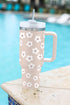 Vintage Floral Stainless Steel Travel Tumbler With Handle