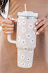 Vintage Floral Stainless Steel Travel Tumbler With Handle