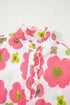 Vintage Floral Striped Ruffle Sleeve Button Collar Blouse