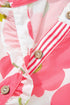 Vintage Floral Striped Ruffle Sleeve Button Collar Blouse