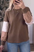 Vintage Floral Waffle Texture Relaxed Pullover Tunic Top