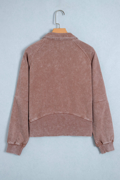 Vintage Half Zip Long Sleeve Shift Sweatshirt