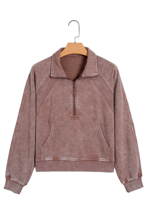 Vintage Half Zip Long Sleeve Shift Sweatshirt