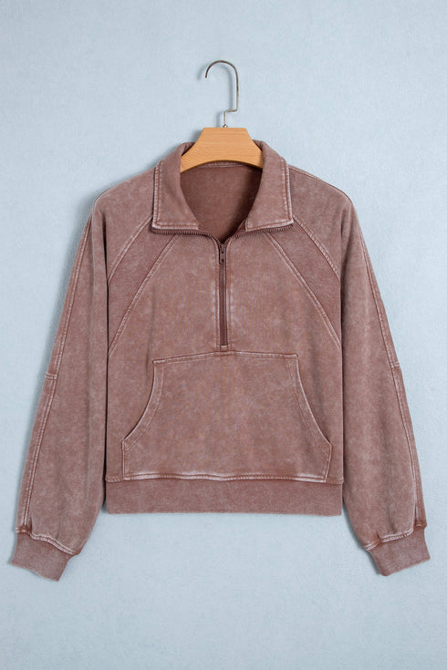 Vintage Half Zip Long Sleeve Shift Sweatshirt