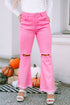 Vintage High Waist Distressed Raw Hem Flare Jeans