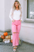 Vintage High Waist Distressed Raw Hem Flare Jeans