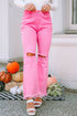 Vintage High Waist Distressed Raw Hem Flare Jeans