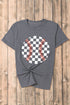 Vintage Inspired Checkered Baseball Print Graphic Tee
