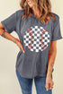 Vintage Inspired Checkered Baseball Print Graphic Tee